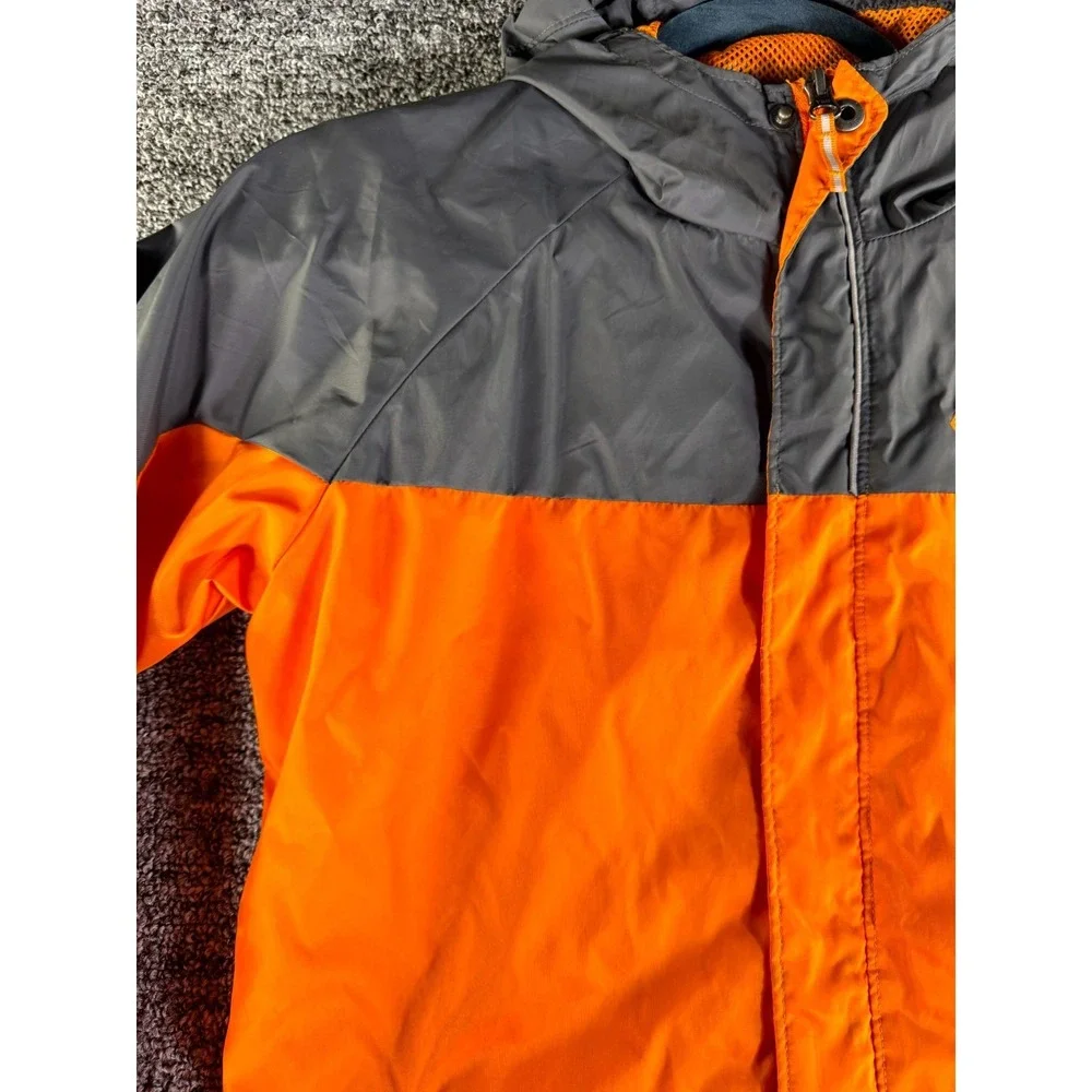 Columbia Sportswear Windbreaker Jacket Youth Medium 10/12 Orange Gray Hooded
